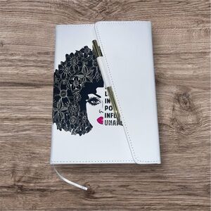 White Journal with Artistic Face Design